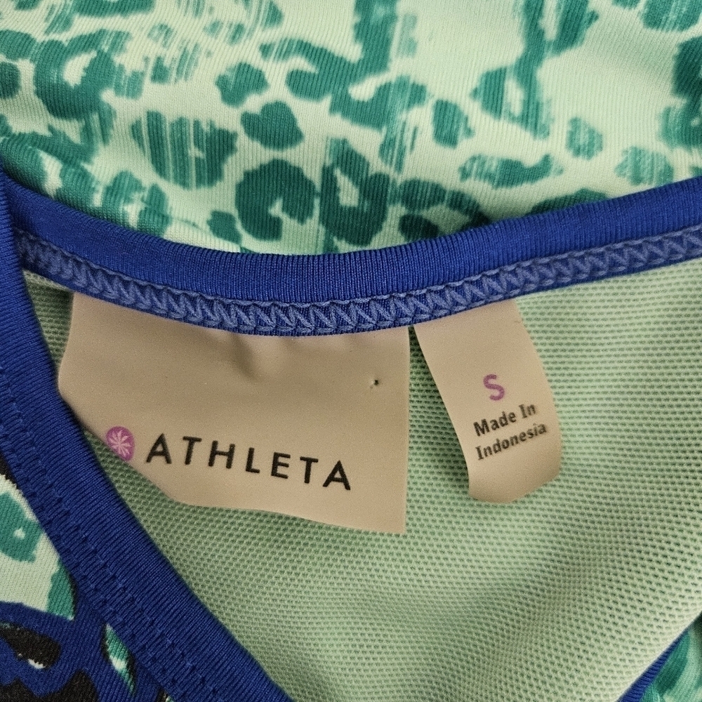 Athleta Tinker Tank Top Green Leopard Sleeveless Racerback Athletic Shirt Small - Picture 5 of 8